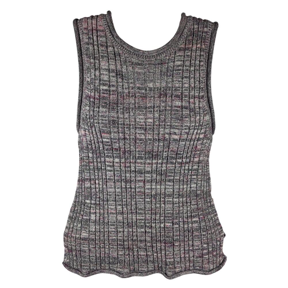 Anthropologie Pilcro Marled Gray Ribbed Knit Sweater Tank Top Size Small